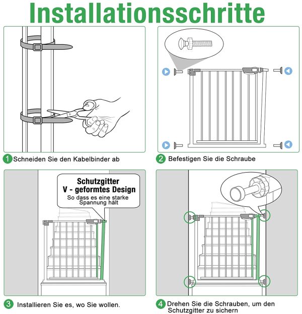 Barrera de Seguridad de Ni?os para Puertas y pasillos Perros Escaleras - Autoclose N Stop Sin Taladrar - 75-85 cm (Blanco) - Imagen 3