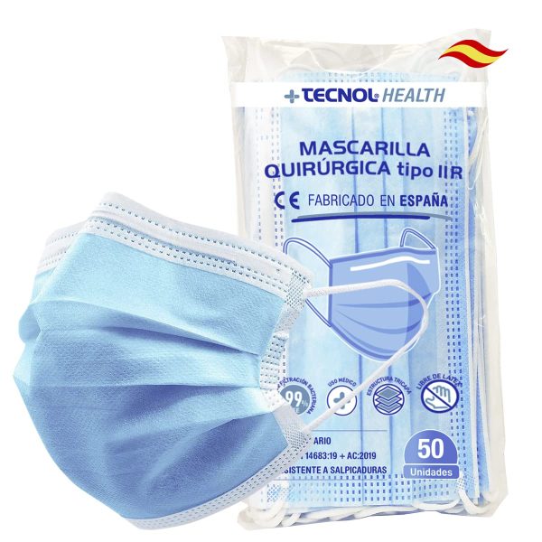 TECNOL HEALTH Mascarillas Quir??rgicas Azules - Fabricadas en Espa?a - 50 o 100 unidades - Tipo IIR - BFE > 99% - 3 Capas y Sin Grafeno - Mascarillas Homologadas para Adultos - Imagen 8