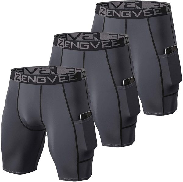 ZENGVEE 3 Piezas Mallas Running Hombre Pantalones Cortos Hombre de Compresión para Deporte, Fitness, Gym - Imagen 4