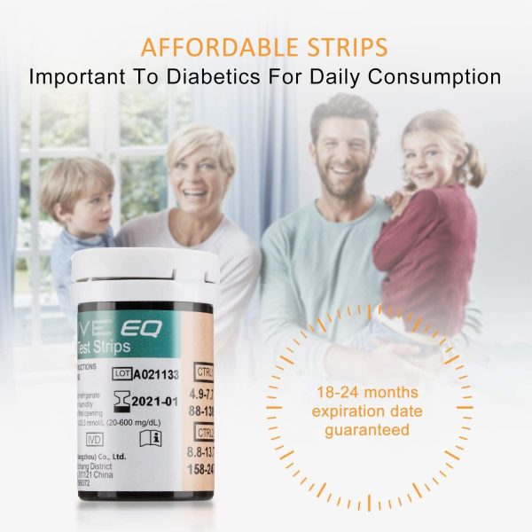 Medidor de glucosa en sangre tiras de prueba reemplazo por Exactive EQ Impulse diabetes strips codefree tiras reactivas de glucosa en sangre x 100 para ES diab??ticos - Imagen 4