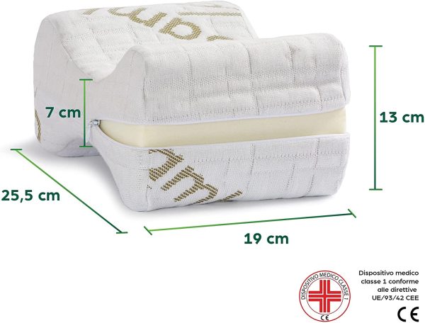 Almohada Piernas y Rodillas para Dormir de Lado Cojin Lumbar Ortopedico en Espuma Viscoel??stica Alivia Dolor de Espalda Soporte Tobillo y Posicionadora Cadera Funda de Bamb?? Anti??caros - Imagen 4