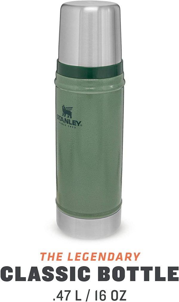 Stanley Classic Legendary Botella Termica 0.47L / 16OZ Hammertone Green ??Termo Cafe - Cantimplora Acero Inoxidable - Sin BPA - Mantiene Frío o Calor 15 Horas - Apto Para Lavavajillas - Imagen 5