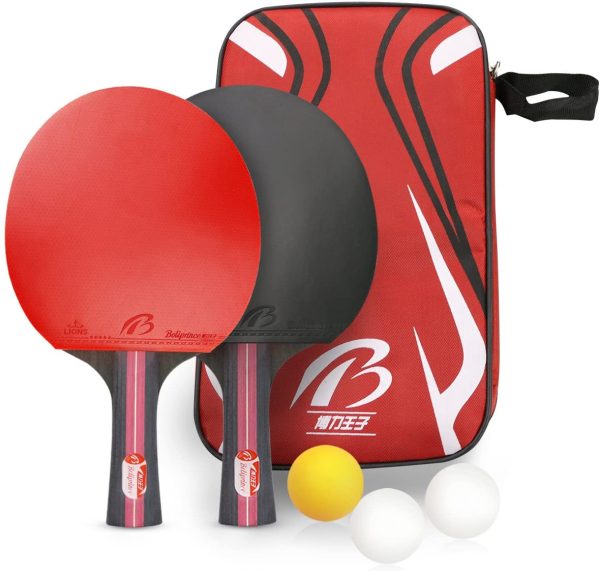 Tencoz Palas Ping Pong, Table Tennis Set para Juego de Interior al Aire Libre - Cl??sico Negro Rojo