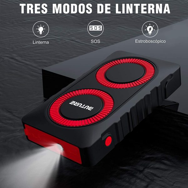 Arrancador de Coches 12000mAh,800A Arrancador de Baterias de Coche (para 6.0L de Gasolina o 5.0L de Diesel),con IP66 Impermeable,Pinzas Inteligentes y Linterna LED. - Imagen 7