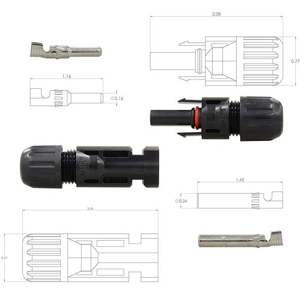 VIVLLEN Conectores de Cable de Panel Solar Macho/Hembra, Anillos de Doble Sello para un Mejor Efecto Impermeable (10 Pares) - Imagen 4