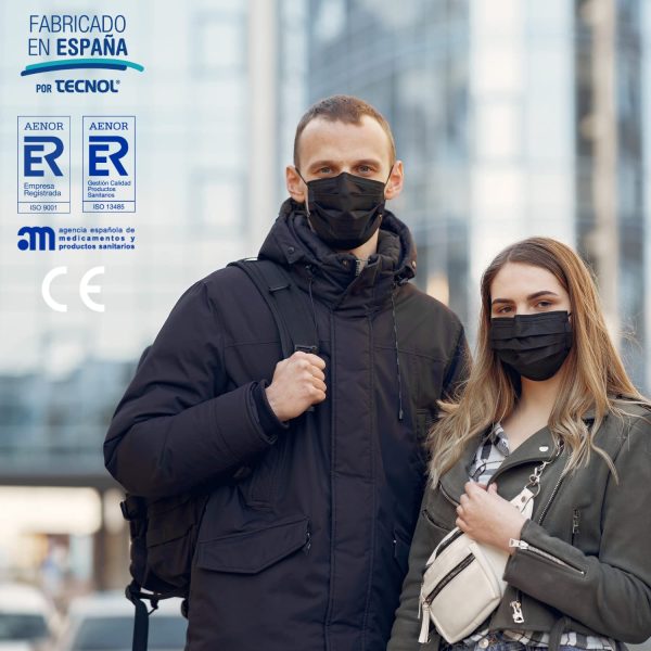 TECNOL HEALTH Mascarillas Quir??rgicas Negras - Fabricadas en Espa?a - 100 unidades - Tipo IIR - BFE > 99% - 3 Capas y Sin Grafeno - Mascarillas Homologadas para Adultos - Imagen 7