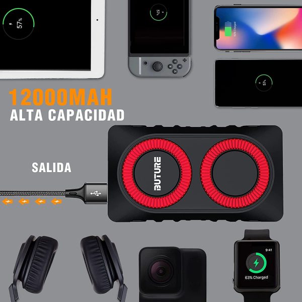 Arrancador de Coches 12000mAh,800A Arrancador de Baterias de Coche (para 6.0L de Gasolina o 5.0L de Diesel),con IP66 Impermeable,Pinzas Inteligentes y Linterna LED. - Imagen 4