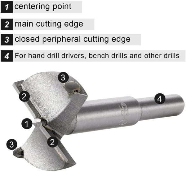 5 Piezas Brocas Forstner en Aleación para Madera, Broca Fresadora Diámetros 15/20/25/30/35mm, Taladro de Madera Acero al Tungsteno hole Saw Cortador Herramientas - Imagen 6