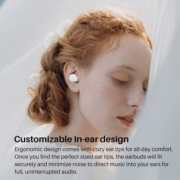 A1 Mini Auriculares inalámbricos Bluetooth 5.3 en la Oreja Auriculares livianos Micrófono Incorporado, Auriculares con Sonido Premium inmersivo (Compatible para Orejas pequeñas), Blanco - Imagen 2