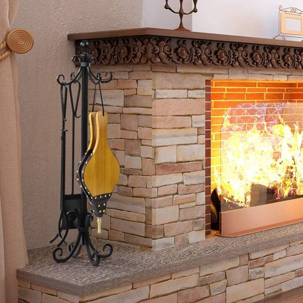 Amagabeli Fireplace Fuelle de chimenea de madera grande soplador de aire de 16.6 x 6.7 pulgadas Fuelle de mano de fuelle para chimenea para acampar al aire libre Parrilla de barbacoa Chimene - Imagen 7