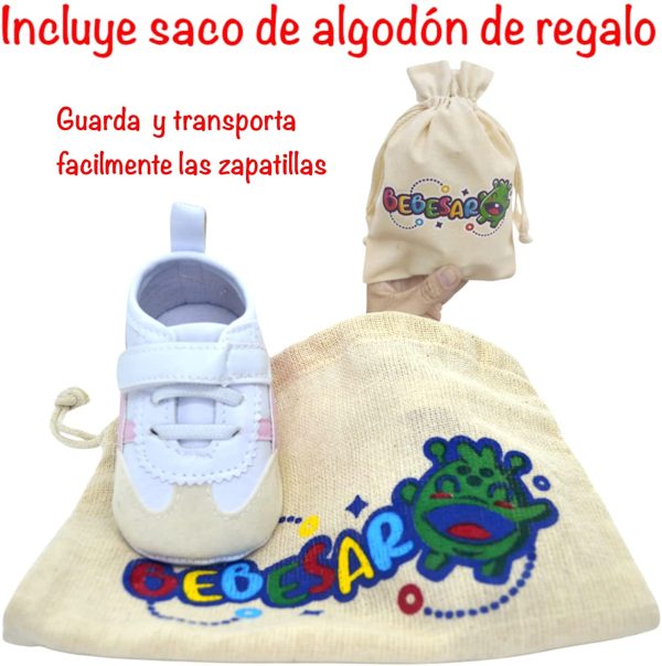 Zapatillas de bebe 0-6 meses personalizadas con nombre - Deportivas niño - Deportivas niña - Regalo bebe personalizado - Incluye Bolsa de Transporte