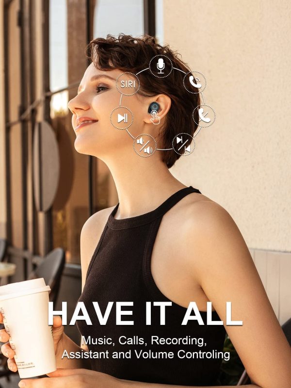 Auriculares Inalámbricos,  Auriculares Bluetooth 5.1 con HiFi Stereo y HD Mic, 30H Control Táctil Wireless Earbuds con Cancelación de Ruido, IPX7 Impermeable Cascos Inalambricos Deportivos Negro - Imagen 6