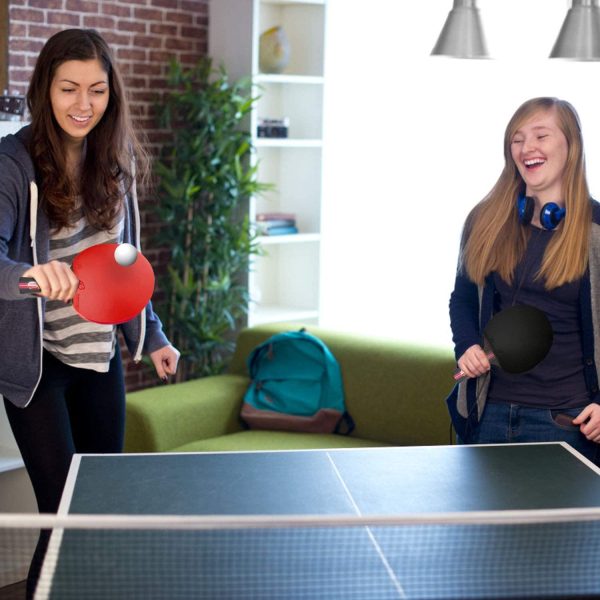 Tencoz Palas Ping Pong, Table Tennis Set para Juego de Interior al Aire Libre - Cl??sico Negro Rojo - Imagen 2