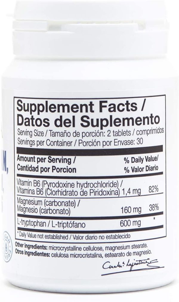 Ana Maria Lajusticia - Triptófano con magnesio + VIT B6 ??60 comprimidos. Reduce la ansiedad, el cansancio y regula el reloj interno. Apto para veganos. Envase para 30 días de tratamiento. - Imagen 4