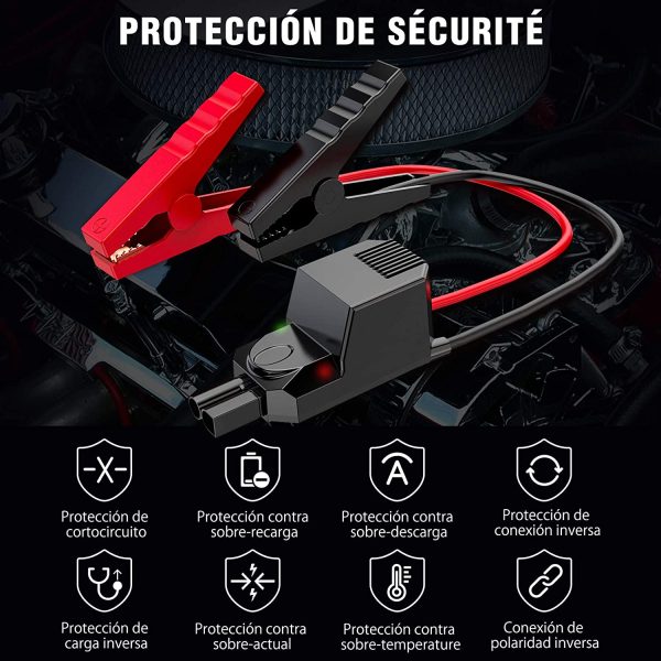 Arrancador de Coches 12000mAh,800A Arrancador de Baterias de Coche (para 6.0L de Gasolina o 5.0L de Diesel),con IP66 Impermeable,Pinzas Inteligentes y Linterna LED. - Imagen 2