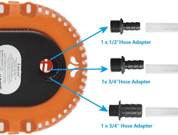 Bomba Sumergible Para Piscinas, S??Tanos, Estanques De Jard??N, Bomba De Agua Residuales Con Manguera De Desag??E Y Cable De Alimentaci??N Extralargo De 25 Pies, Bomba de Agua para Acuario (naranja) - Imagen 4