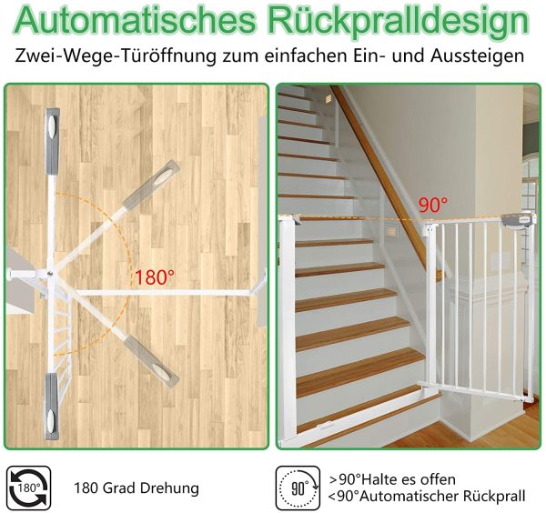 Barrera de Seguridad de Ni?os para Puertas y pasillos Perros Escaleras - Autoclose N Stop Sin Taladrar - 75-85 cm (Blanco) - Imagen 8