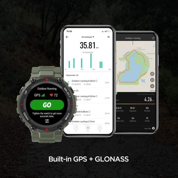 Amazfit T-Rex Smartwatch Pulsera Inteligente Reloj Deportativo Monitor de Sue?o Notificaci??n Llamada y Mensaje 5ATM GPS Dise?o Resitente Ambiente para Andriod y iOS