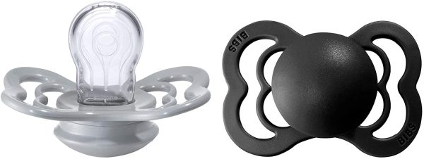 BIBS Supreme Paquete de 2 chupetes. Libre de BPA, Tetina con forma sim??trica. Silicona, Talla 1 (0-6 meses), Cloud / Black - Imagen 7