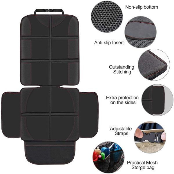 Anykuu Protector de Asiento de Coche Protector de Cojín de Asiento de Niño Impermeable Antiincrustante Antiarañazos y Antideslizante Funda de Asiento de Coche con Bolsa de Almacenamiento - Imagen 4