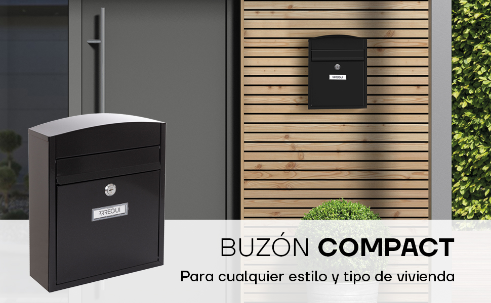 Buz??n de correo individual Compact E5734, de Arregui, en color negro 