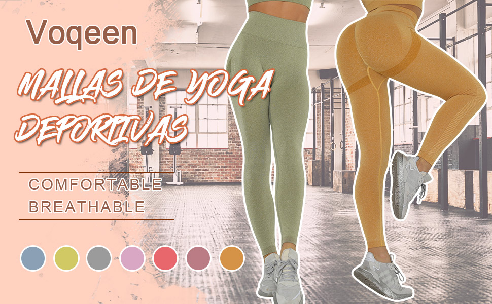 Voqeen Sexy Pantalones de Yoga de Punto Sin Costuras Mujeres Damas de Cintura Alta Leggings