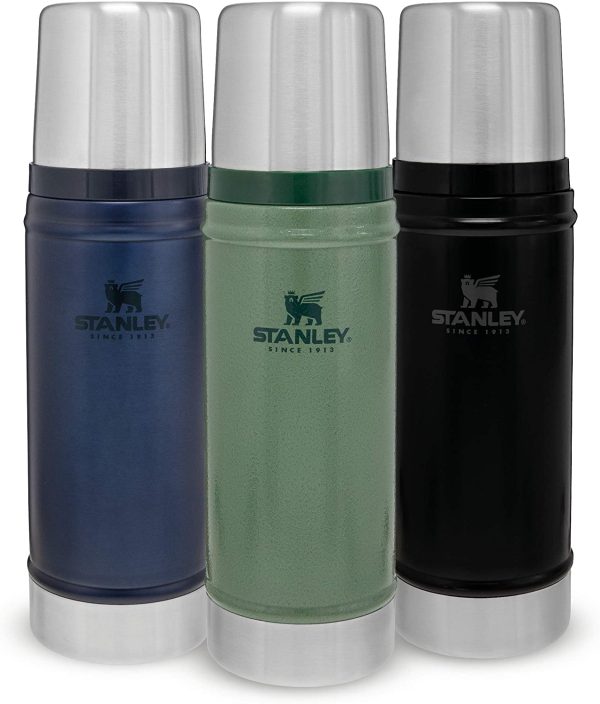 Stanley Classic Legendary Botella Termica 0.47L / 16OZ Hammertone Green ??Termo Cafe - Cantimplora Acero Inoxidable - Sin BPA - Mantiene Frío o Calor 15 Horas - Apto Para Lavavajillas