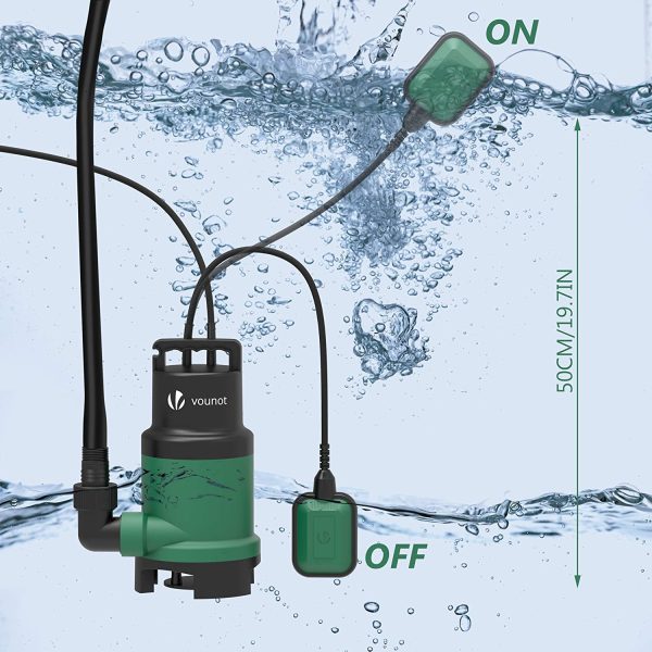 Bomba Sumergible, Bombas Aguas Sucias, 750W, M??x Caudal 14000 l/h, 7M de Inmersi??n, 7.5M de Altura de Entrega, M??x Gr??nulo 25 mm, con Interruptor de Flotador - Imagen 7