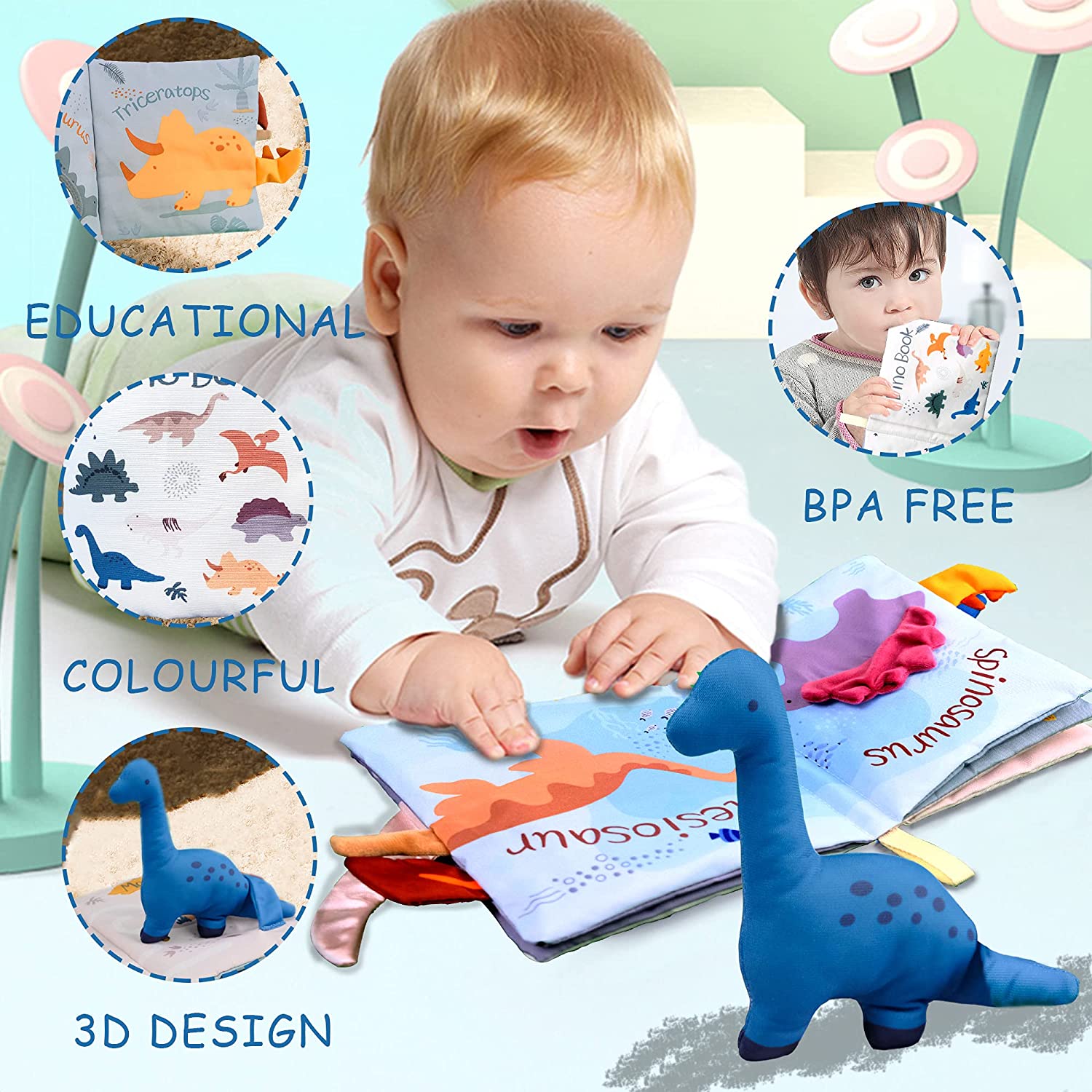 Richgv Libros Bebé, Libro Texturas Bebé Libro Suave para Bebés con