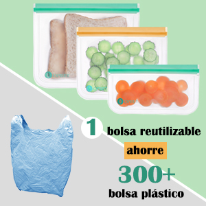 1 bolsa reutilizable ahorre 300 bolsa plastico