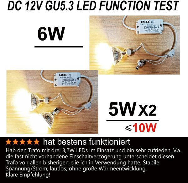 Transformador LED AC 240V a DC 12V 850mA 10W, Para drive de Menos de 10W MR11 G4 MR16 GU5.3 Bombillas LED y Tiras de Luz LED, Adaptador de L??mpara LED Controlador Alimentaci??n, 1 Pack - Imagen 4