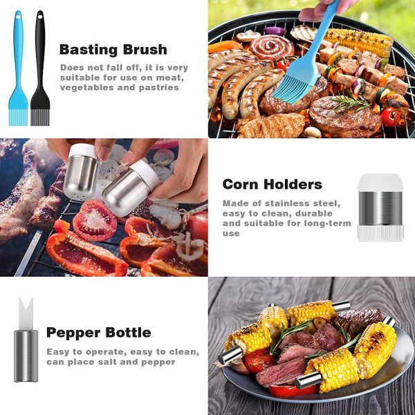 AISITIN Utensilios Barbacoa Accesorios Barbacoa 25 Piezas Kit Barbacoa Set Acero Inoxidable para Regalos Hombre Camping Barbacoa