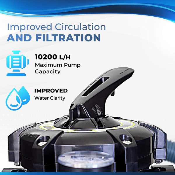 tillvex Depuradora Azul de Agua para Piscina 10 m³/h - 5 Funciones de Filtrado - Bomba de Filtro de Arena con Válvula - Imagen 7