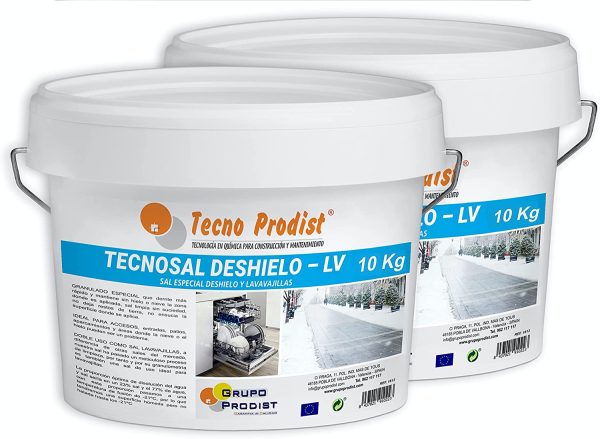 Tecno Prodist TECNOSAL DESHIELO (Pack 2 X 10 Kg) Sal Especial para derretir Hielo y Nieve en Invierno, descongelaci??n Ideal para Caminos, entradas, aparcamientos, Doble Uso, Sal Lavavajillas, en Cubo - Imagen 5