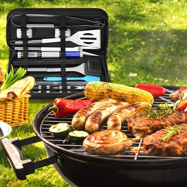 AISITIN Utensilios Barbacoa Accesorios Barbacoa 25 Piezas Kit Barbacoa Set Acero Inoxidable para Regalos Hombre Camping Barbacoa - Imagen 6