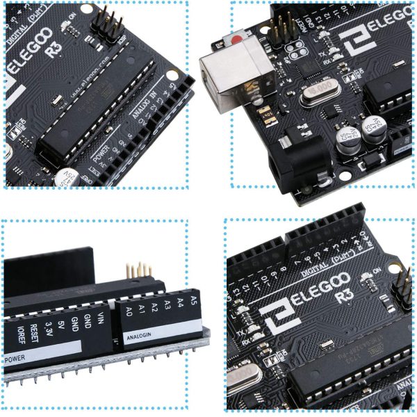 UNO R3 Tarjeta Placa con Cable USB y Microcontrolador Compatible con Arduino IDE Proyectos Cumple con RoHS - Imagen 9