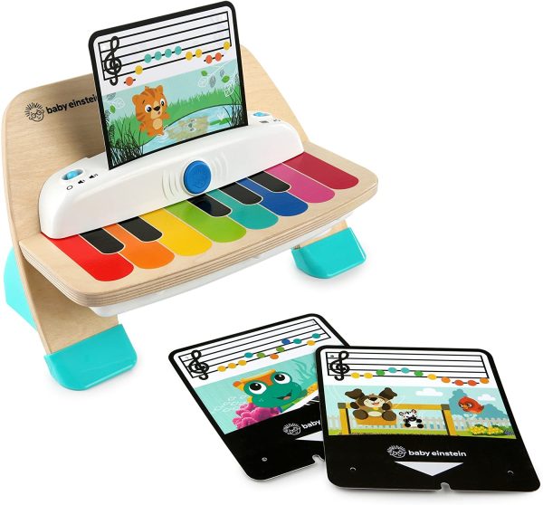 Baby Einstein, Hape Magic Touch Piano, juguete musical de madera, incluye 3 partituras y 6 canciones, a partir de 6 meses