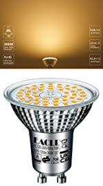 EACLL Bombillas LED GU10 Blanco Cálido 10W Reemplaza 80W Halógena, Pack de 2