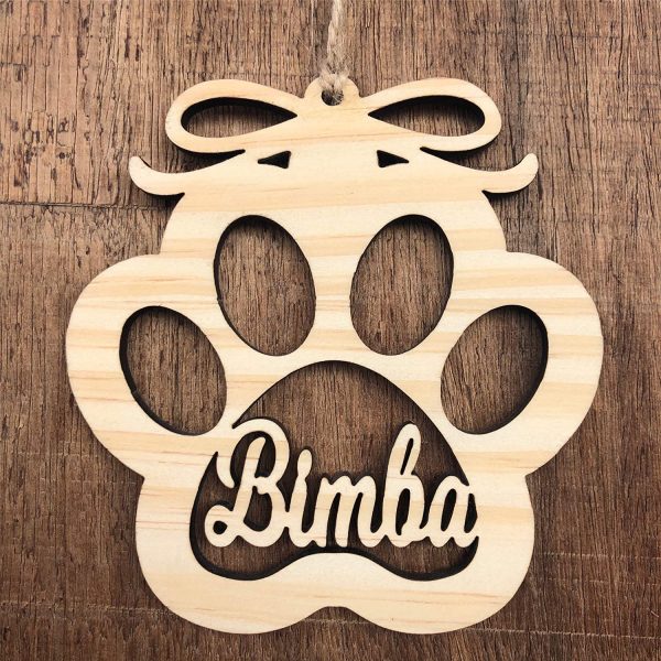 BOLA NAVIDAD MADERA PERSONALIZADA HUELLA PERRO GATO - Imagen 3