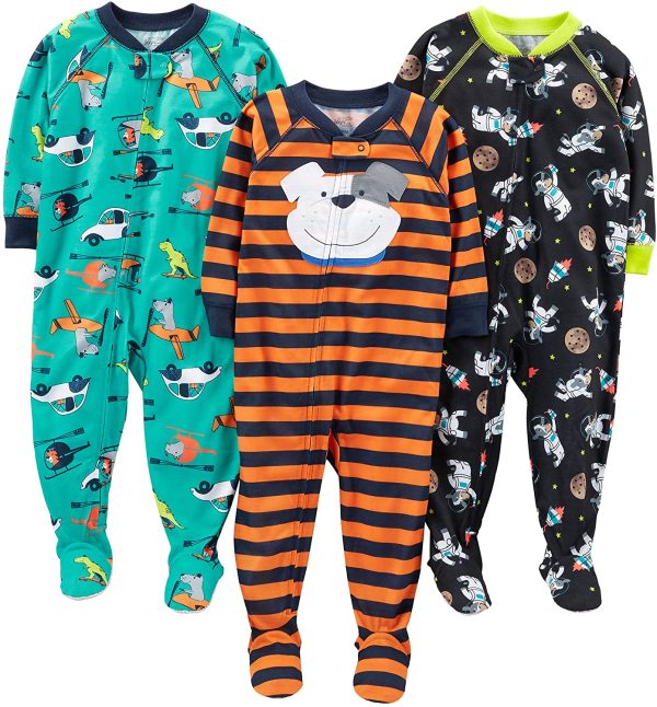 Simple Joys by Carter's 3-Pack Loose Fit Flame Resistant Polyester Jersey Footed Pajamas Beb??-Ni?os, Pack de 3 - Imagen 6