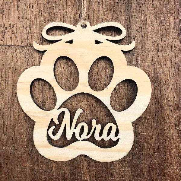 BOLA NAVIDAD MADERA PERSONALIZADA HUELLA PERRO GATO - Imagen 7