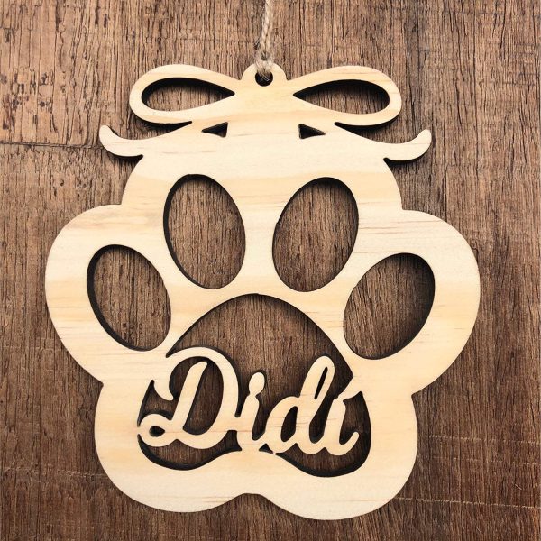 BOLA NAVIDAD MADERA PERSONALIZADA HUELLA PERRO GATO - Imagen 5