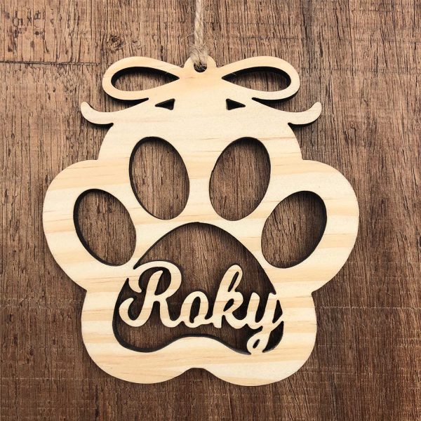 BOLA NAVIDAD MADERA PERSONALIZADA HUELLA PERRO GATO - Imagen 2