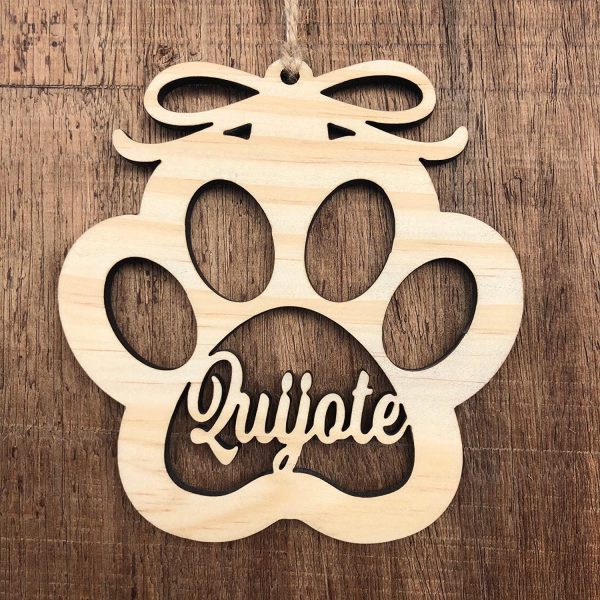 BOLA NAVIDAD MADERA PERSONALIZADA HUELLA PERRO GATO - Imagen 6