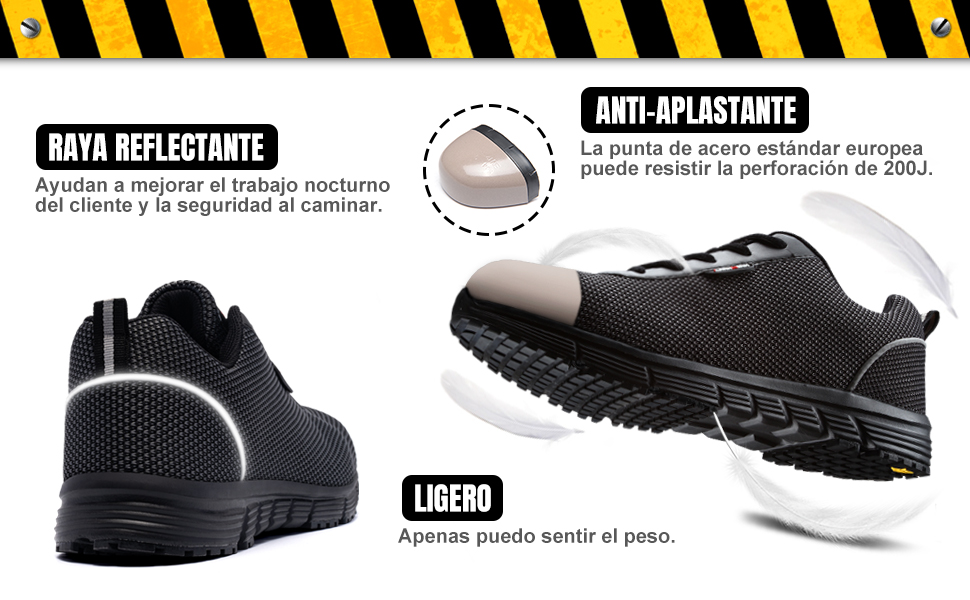 Zapatos de Seguridad Hombre Mujer,Punta de Acero Anti-Deslizante Ultra 