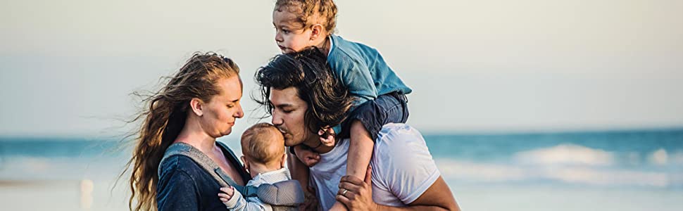 family on beach