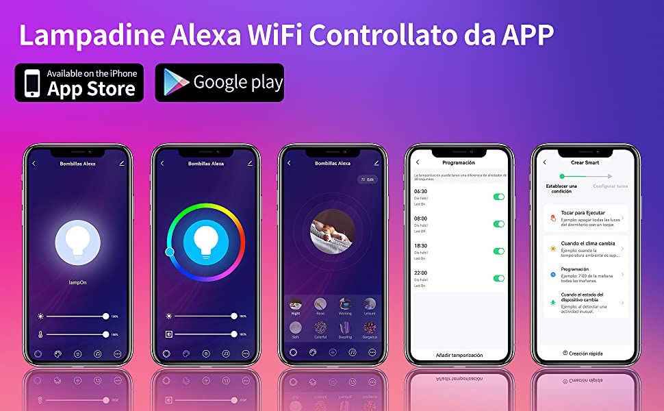 Bombillas Alexa E27 WiFi inteligente