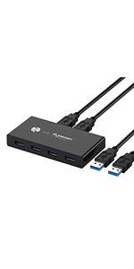 4 Puertos USB 3.0 Switch, USB KVM Conmutador 2 Entradas