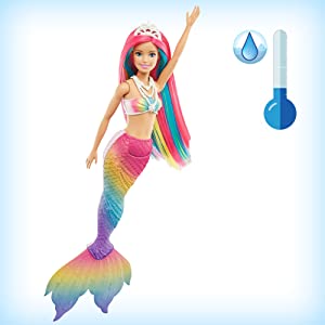 Barbie Dreamtopia Muñeca sirena arcoiris mágico, cambia de color en el agua, regalo para niñas 