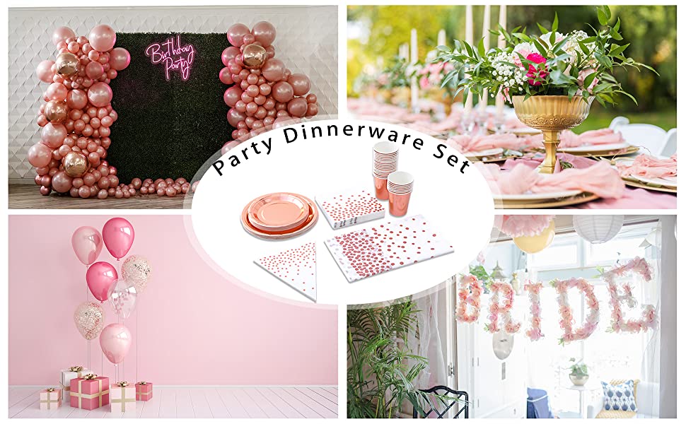 rose gold party supplies